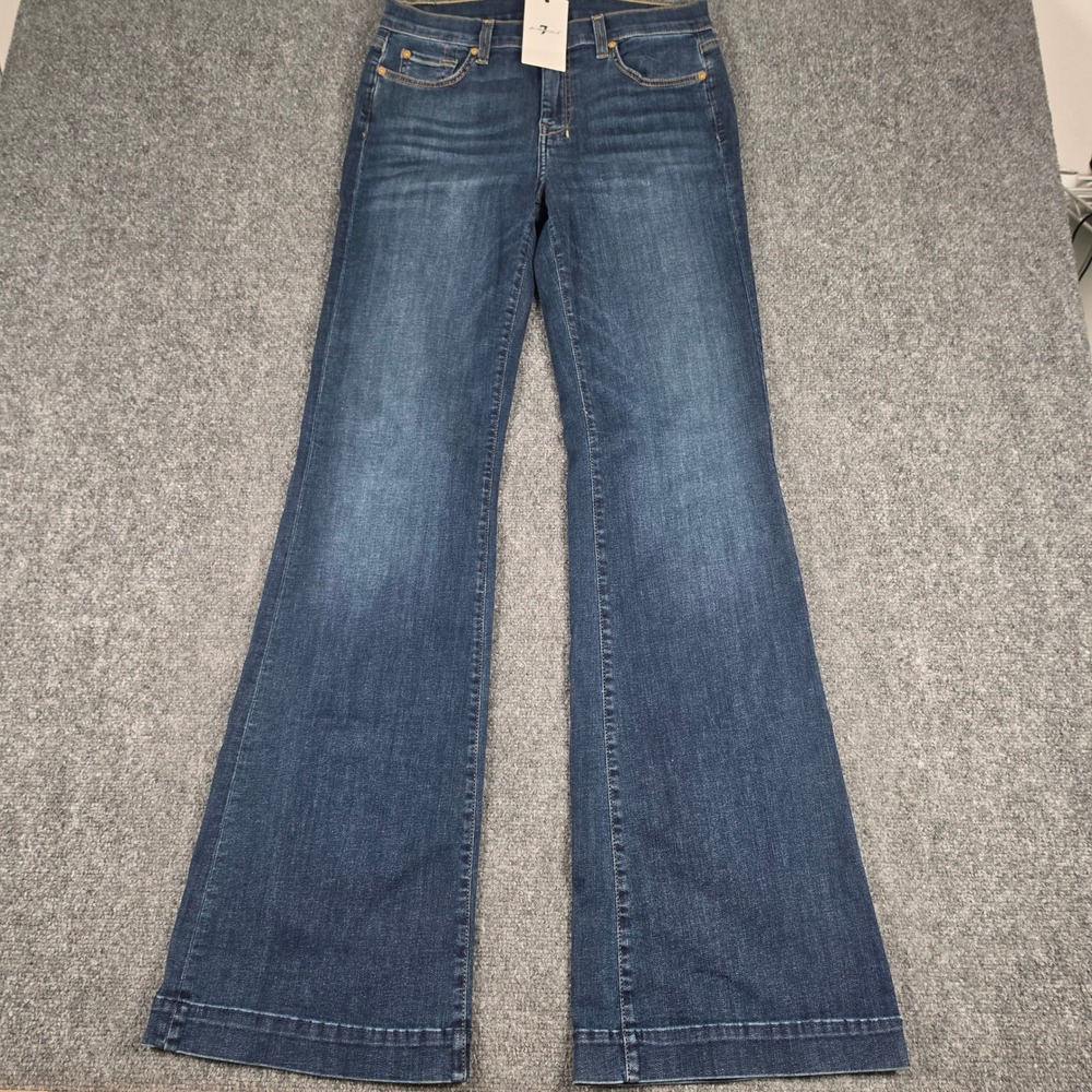 7 For All Mankind Dojo Jeans Womens 29 Blue Flare Leg Stretch Denim 7U451190 NWT - Picture 2 of 13